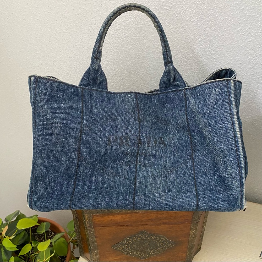 🦋PRADA🦋 Prada canvas tote bag canapa denim